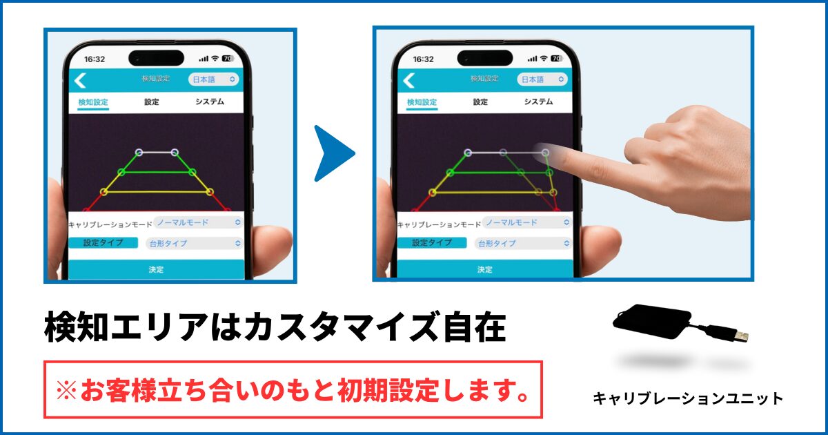 検知エリアはカスタマイズ自在